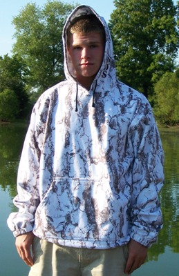 HOODIE WHITE  NAT GEAR fleece CAMO. 